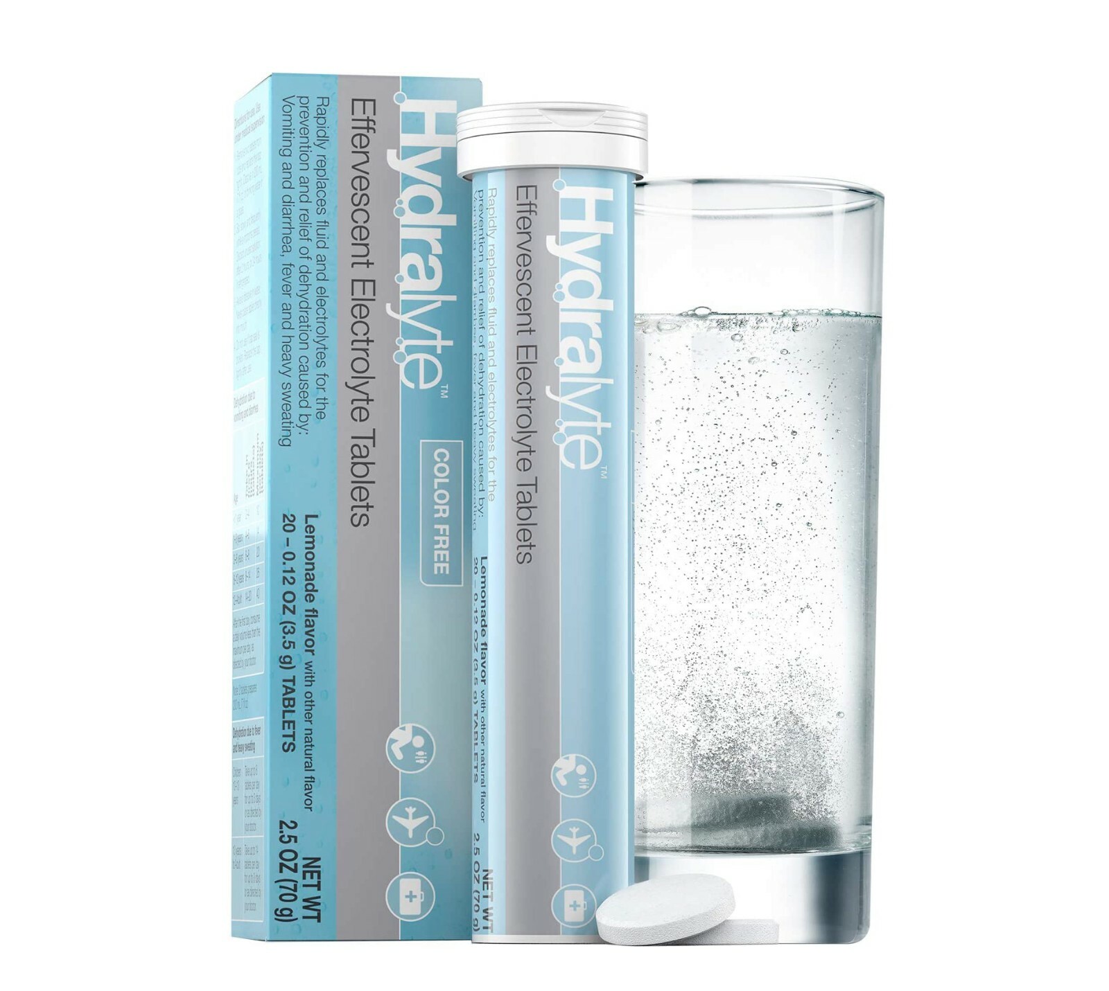 Hydralyte Color Free Lemonade Flavored Effervescent Electrolyte 20 Tablets