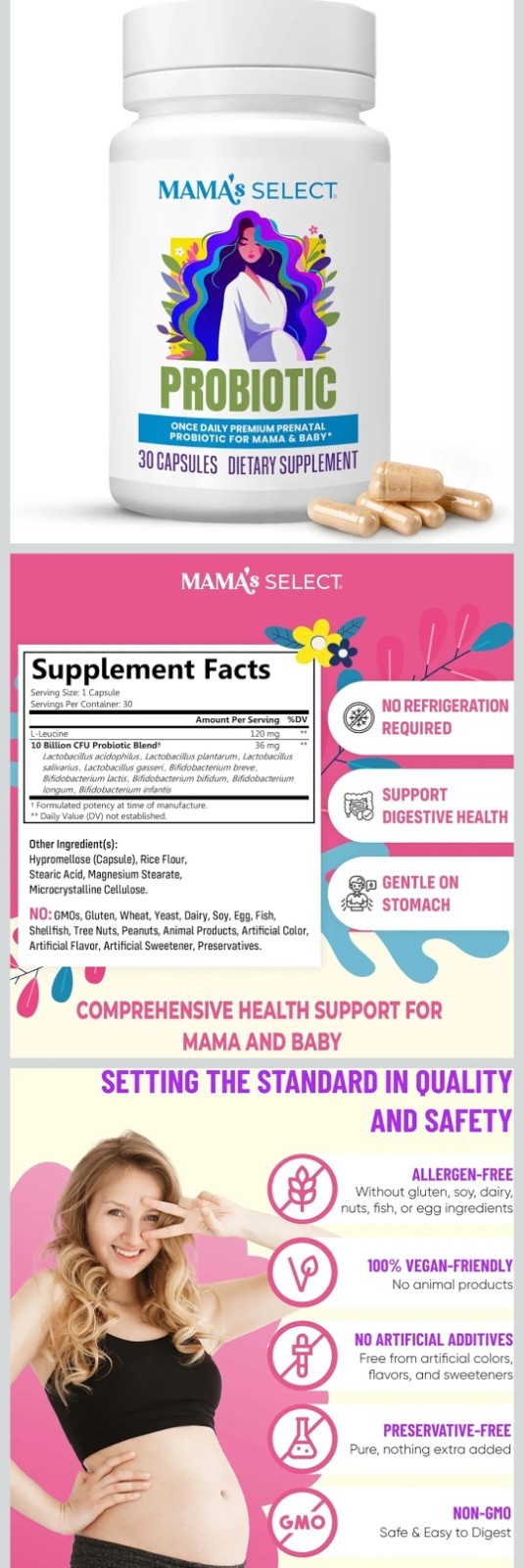 Mama’s Select Probiotic for Women Vegan 30 Capsules Exp 03/2028