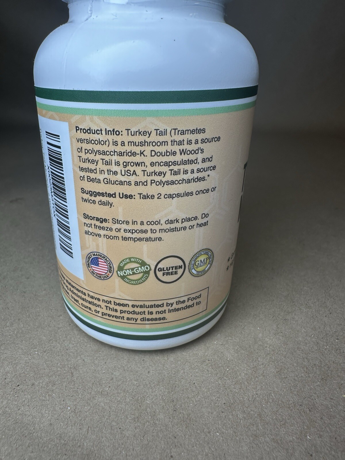 Double Wood Supplements Turkey Tail Mushroom 1000mg 120 Capsules Exp 04/2026