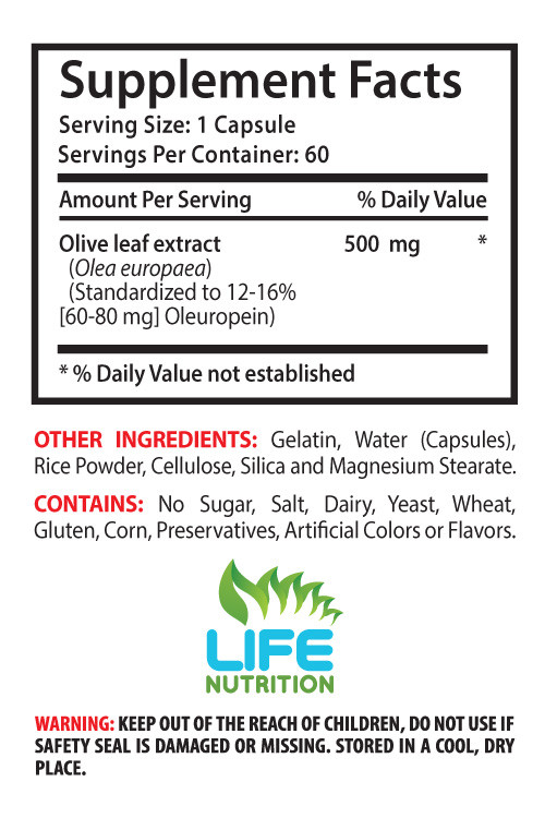 plant polyphenols, OLIVE LEAF EXTRACT 500mg, healthy gut pills 1B