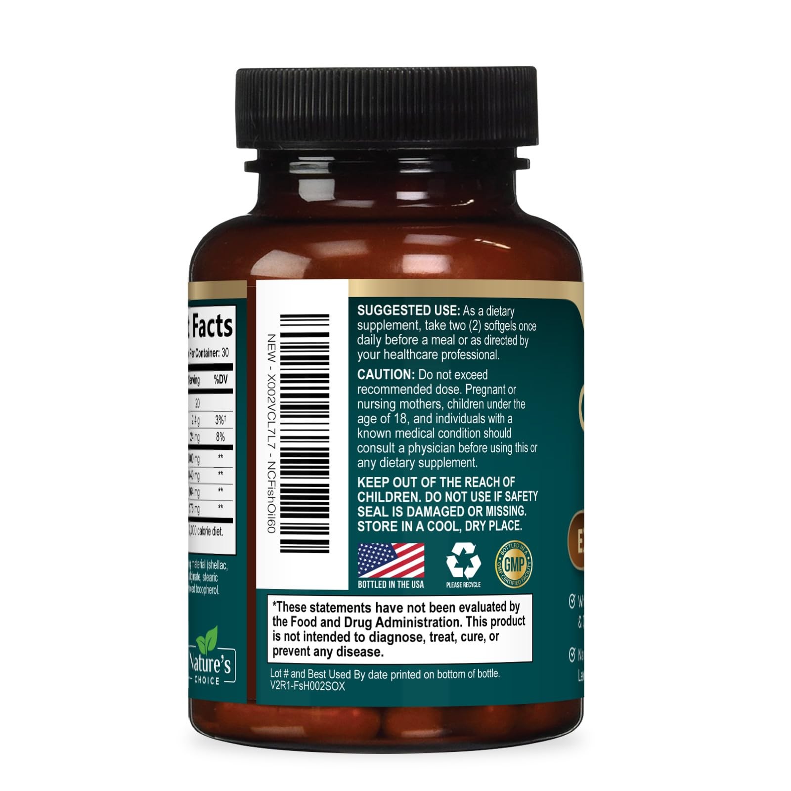 Omega 3 Fish Oil Supplements – 2400mg Per 60 Count (Pack of 1)