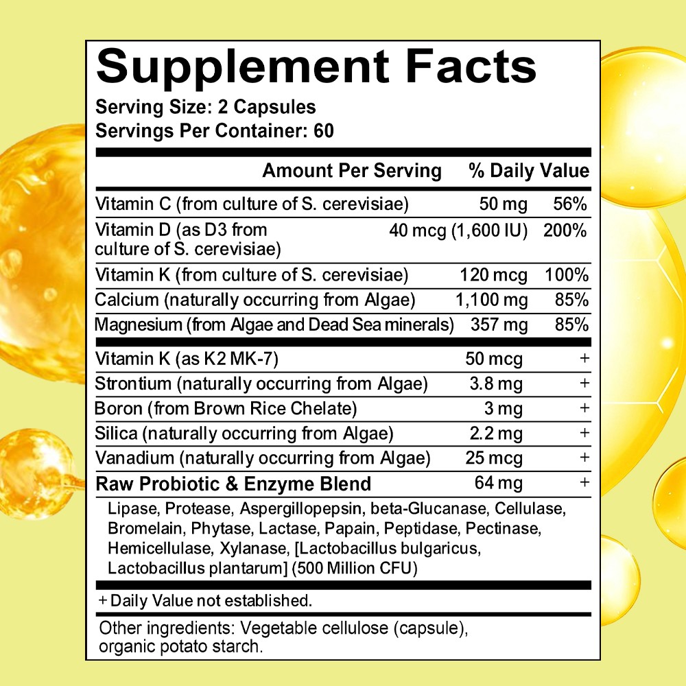 Plant Calcium Supplement-With VitaminD3,K2 for Strong Bones&Joint 120 Caps