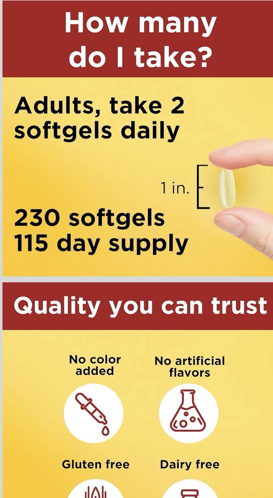 Nature Made Fish Oil 1200mg 230 Softgels Omega-3 Gluten-Free Dairy-Free