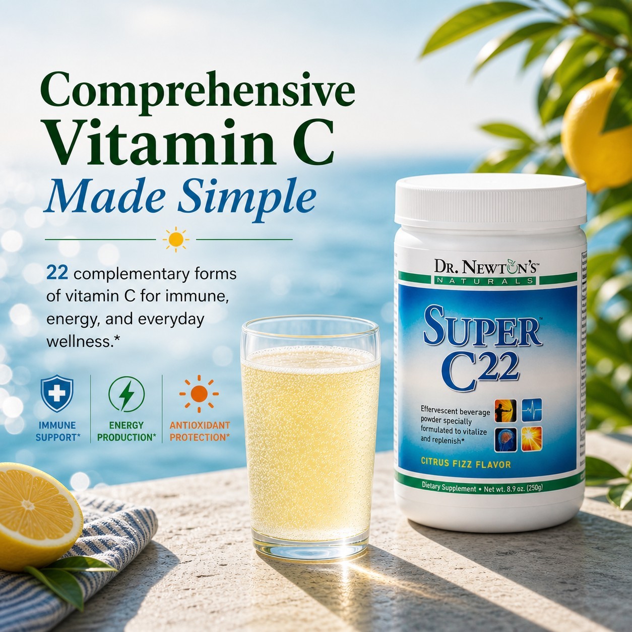 Dr. Newton’s Naturals Super C22 1500mg Vitamin C Effervescent Drink Mix – 8.9 oz