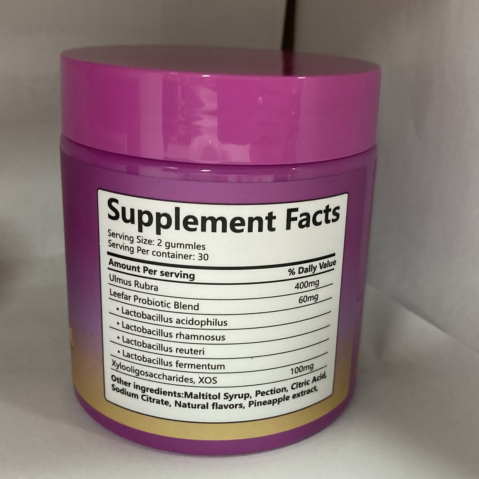 Boqiao Women’s Probiotic + Slippery Elm Digestive Support Pineapple Gummies 60