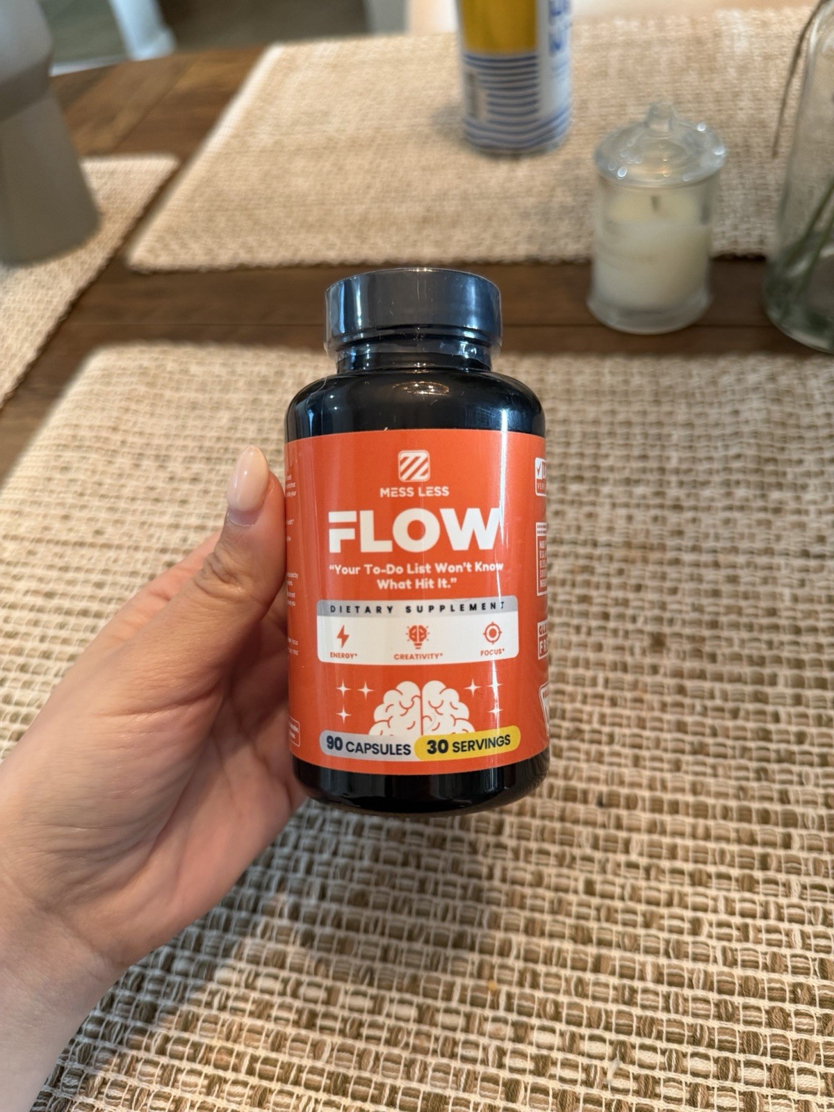 Mess Less FLOW Dietary Supplement Energy, Creativity, Focus. Exp: April 2027