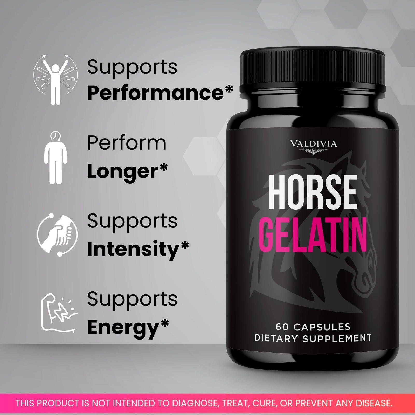 Horse Gelatin Collagen Supplement Capsules Joint Skin Hair 5 Pack 300Ct