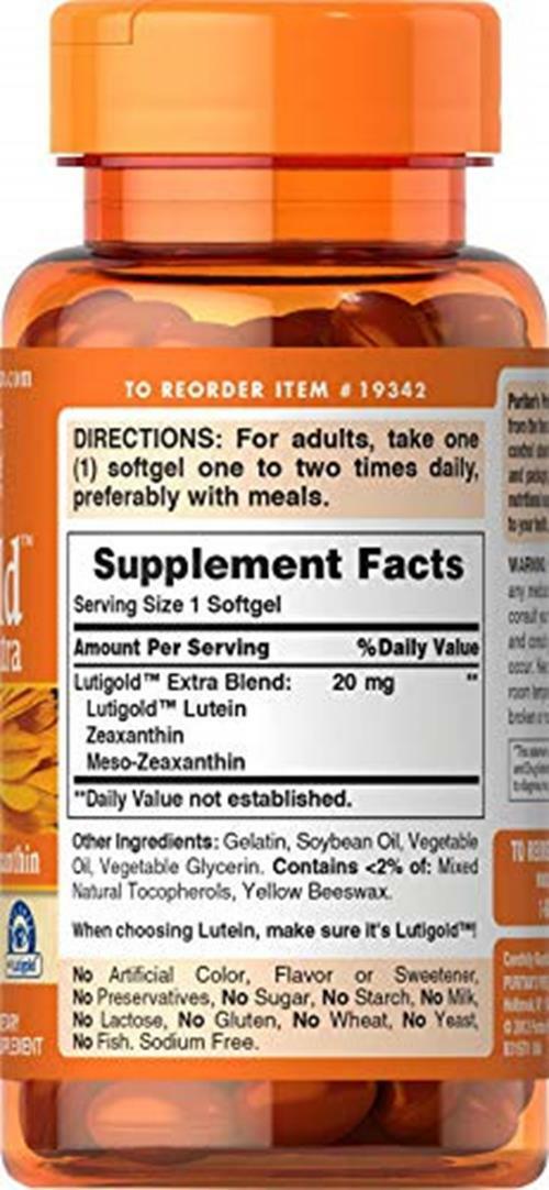 Puritan’s Pride Healthy Eyes Lutigold Extra – 60 Soft Gels – Lutein with