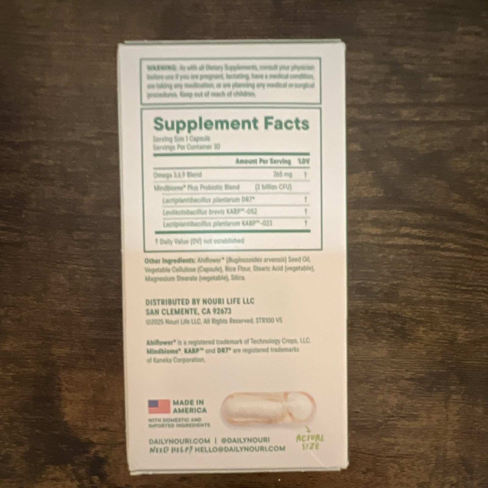 daily nouri Stress Support Probiotic 30 Capsules Citrus Exp 04/2027