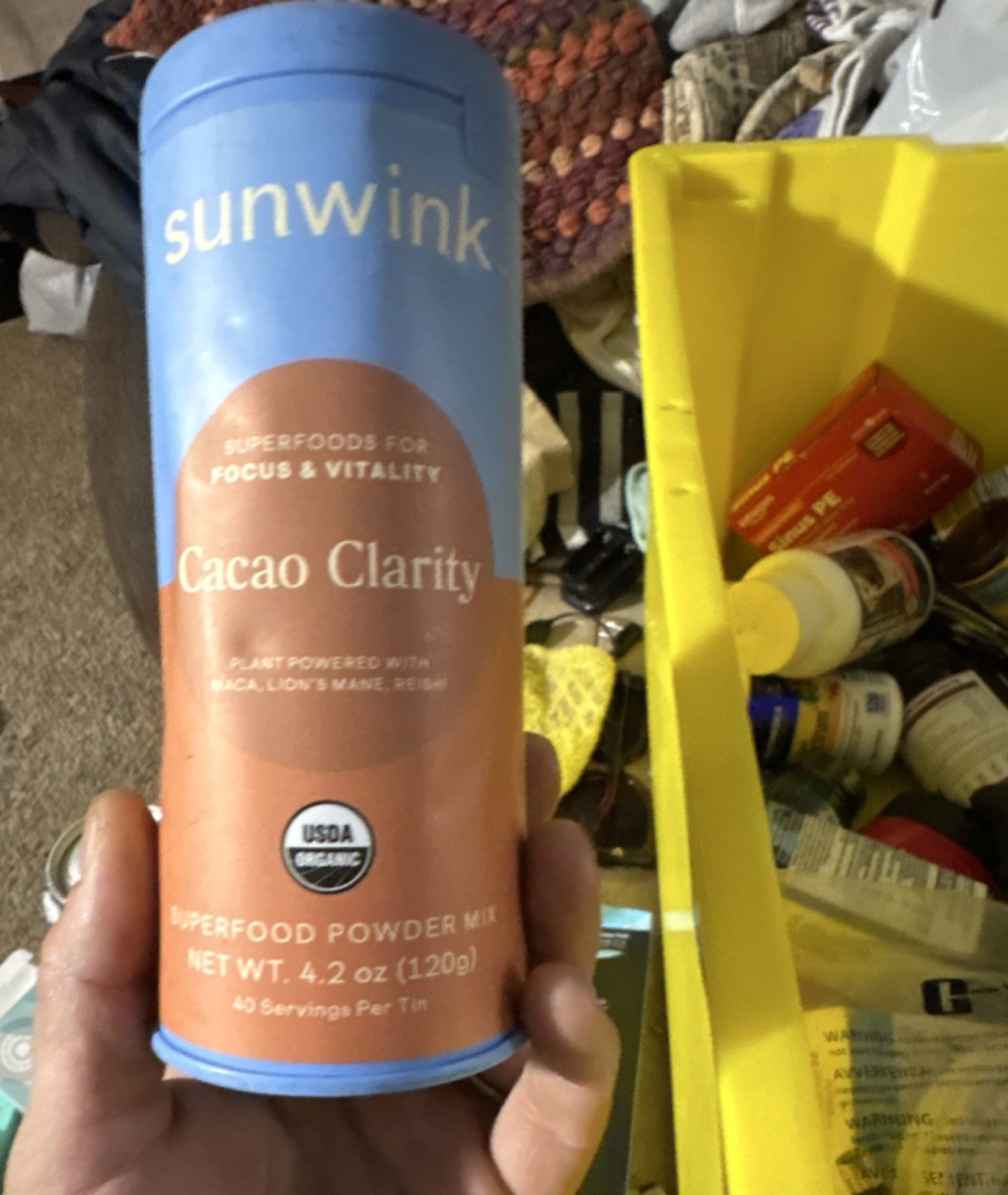 Sunwink Cacao Clarity Superfood Powder Mix USDA Organic 4.2 oz Maca
