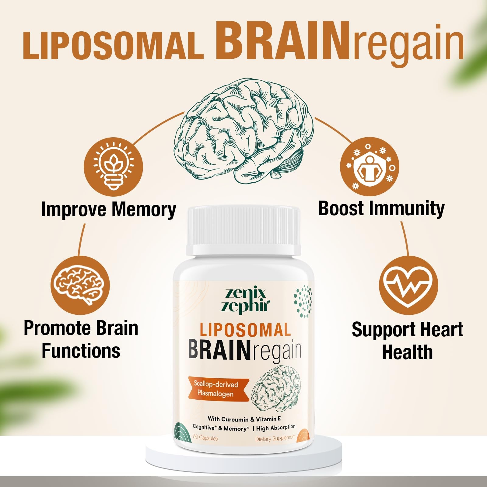 Liposomal Brain Supplements for Memory and Focus – 60 Count (Pack of 1)