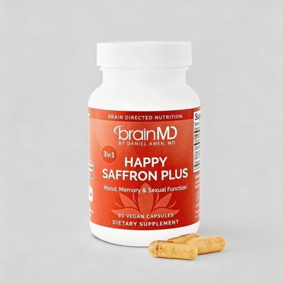 BrainMD Happy Saffron Plus 90 Vegan Capsules Mood Memory Function Supplement