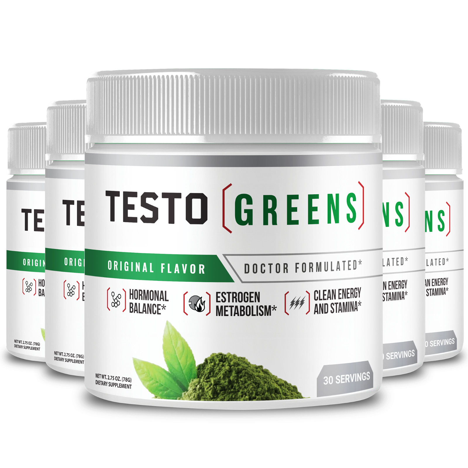 (5 Pack) TestoGreens Advanced Energy Support Supplement – Health Support Powder