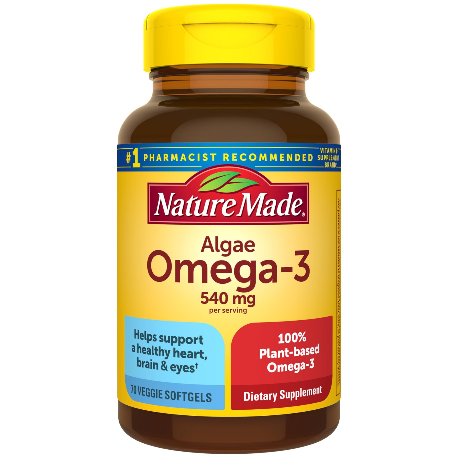 Nature Made Algae Oil Omega 3 Supplement 540Mg Omega 3 Fish Oil Alternative 70