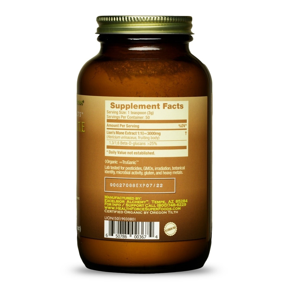 Integrity Extracts™ Lion’s Mane Diary supplement net  wt 10 g (0.35 oz)