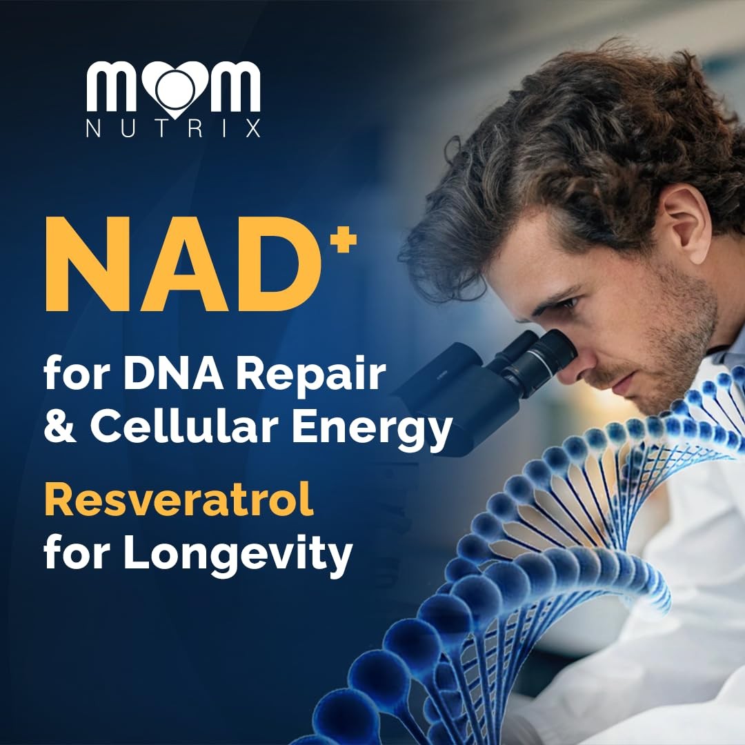 MOM NUTRIX Liposomal NAD Supplement with Resveratrol – 120 Count (Pack of 1)