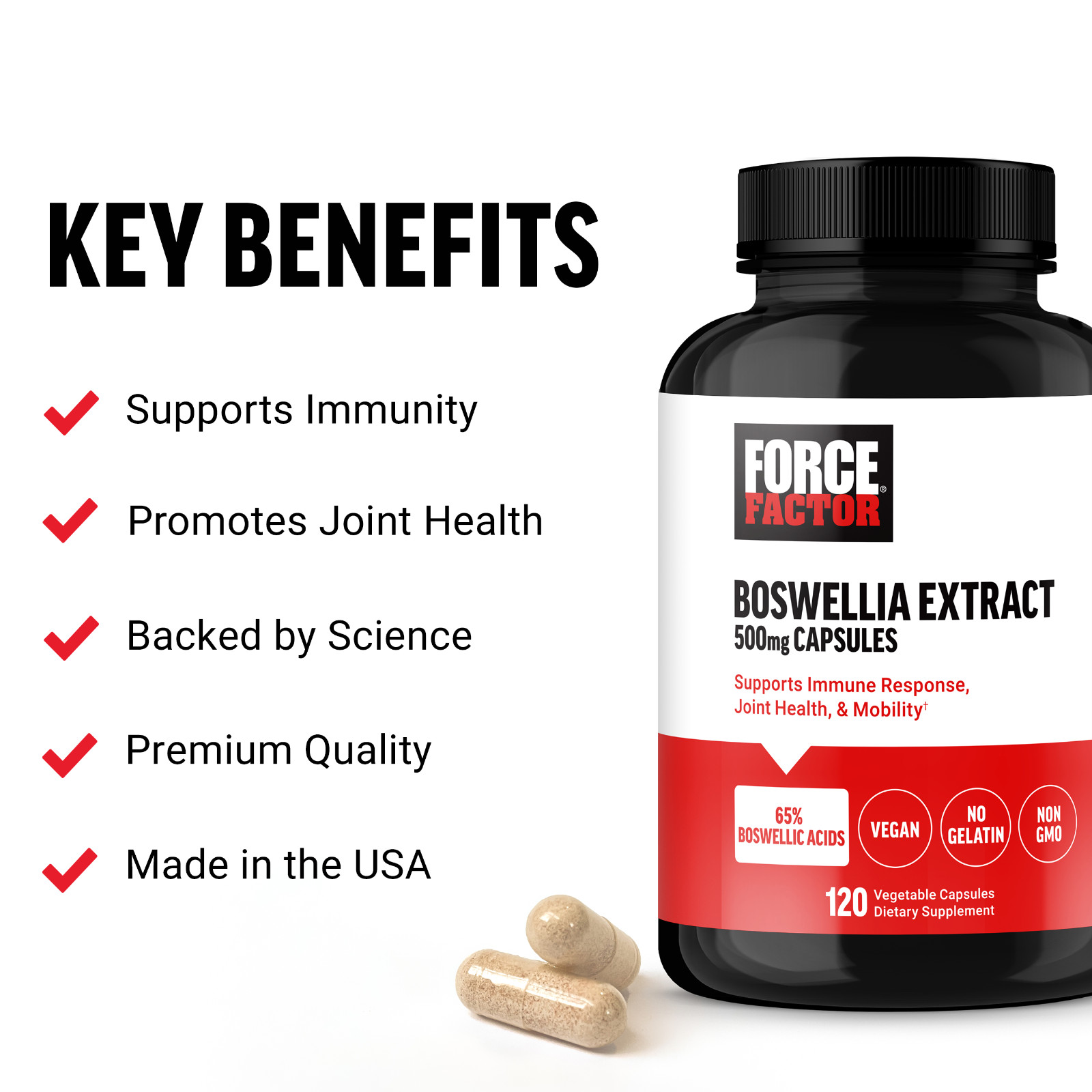 Force Factor Boswellia Extract 500mg, Inflammation Support Supplement, 120ct