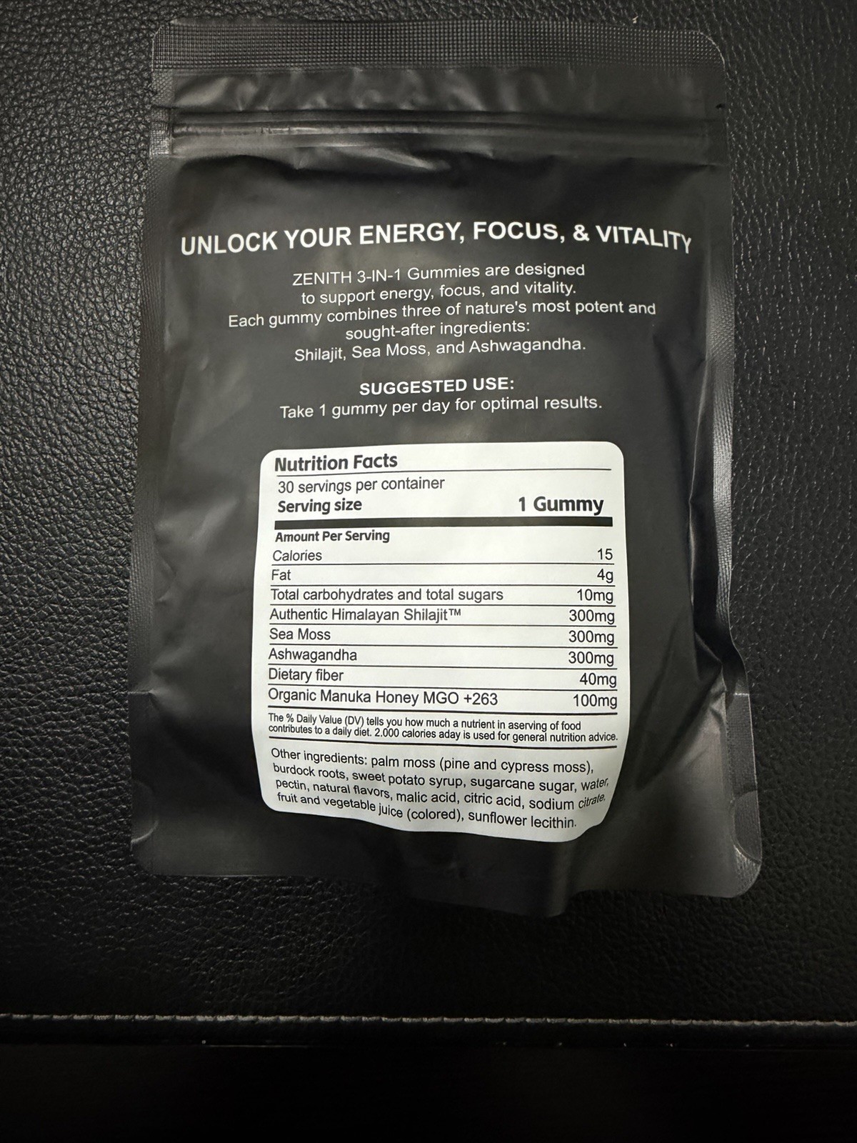ZENITH 3-in-1 Shilajit Sea Moss Ashwagandha Gummies 30 Count Exp:09/2027