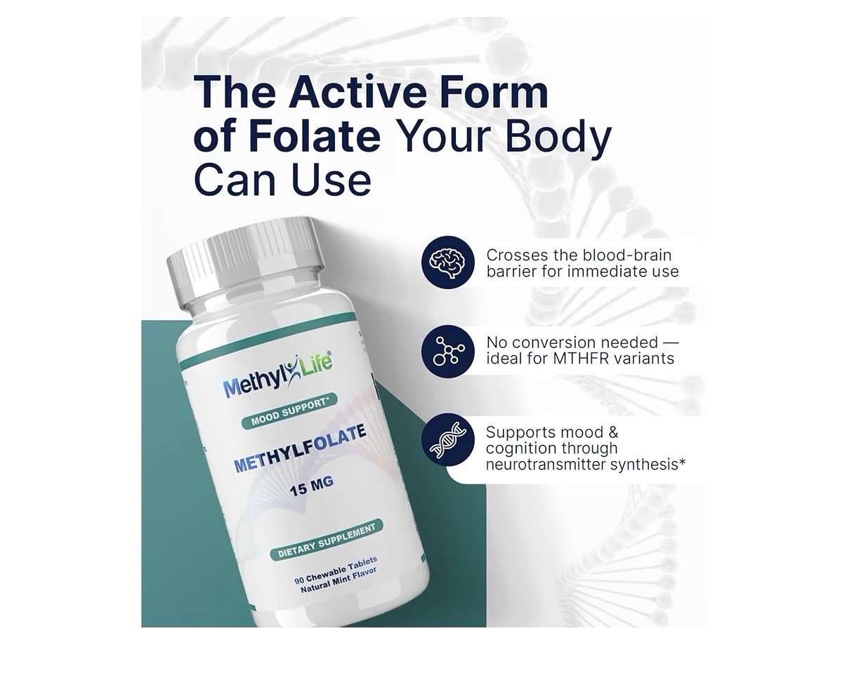 Methyl-Life L-Methylfolate 15 mg for Women Men Active Folate Supplement 90Tablet