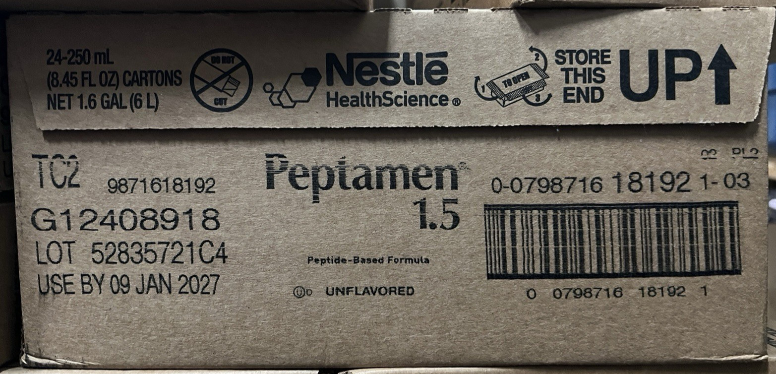 24 Nestle Peptamen 1.5 Unflavored Adult Oral Supplement Formula Cartons Exp 2027
