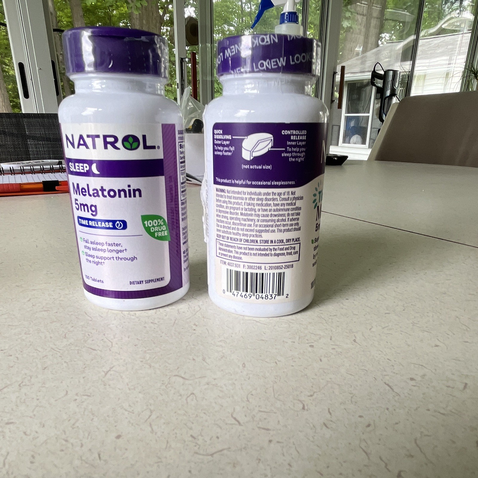 Natrol Time Release Drug-Free Melatonin 5mg Tablets 100 Count Sleep Support
