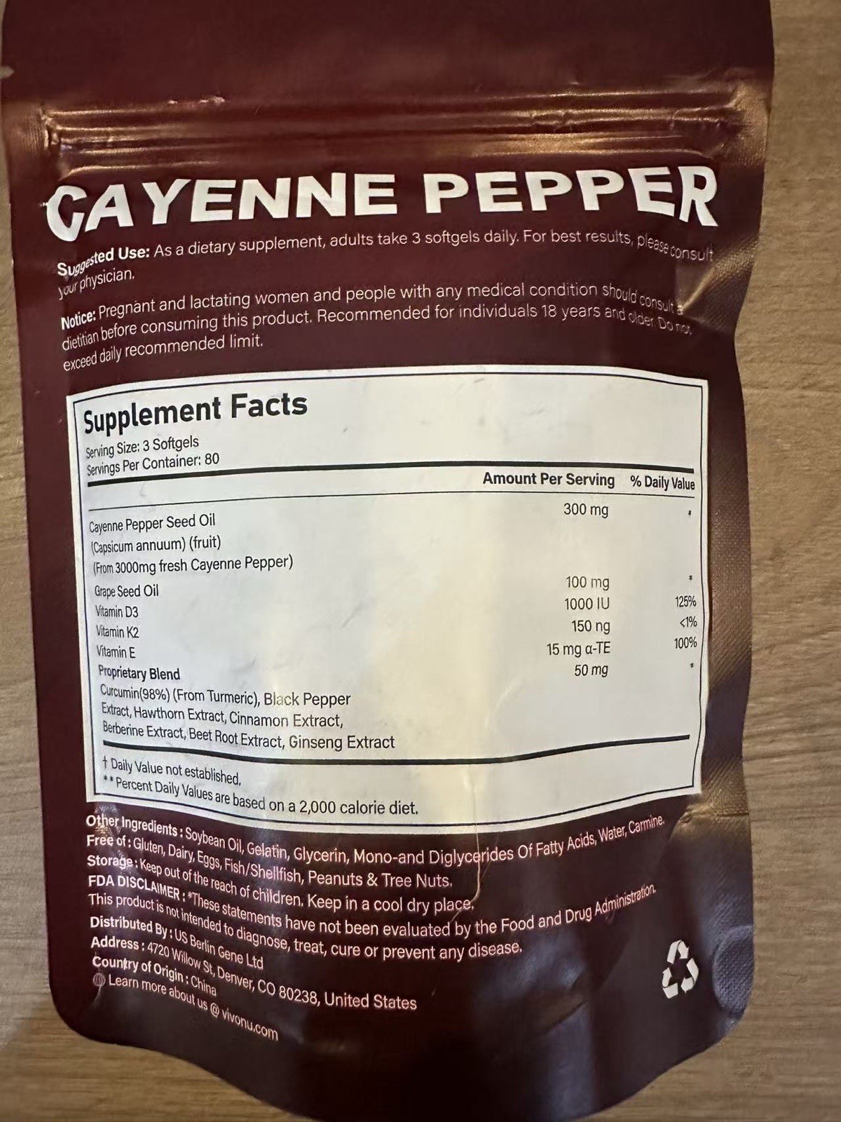 vivonu 12-in-1 Cayenne Pepper Softgels 240 w/ D3 K2 E & Grape Seed Oil
