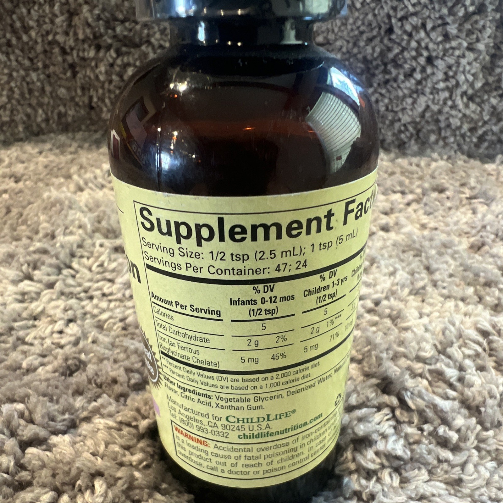 ChildLife Liquid Iron for Kids Natural Berry Flavor 4 fl oz Exp 01/2027