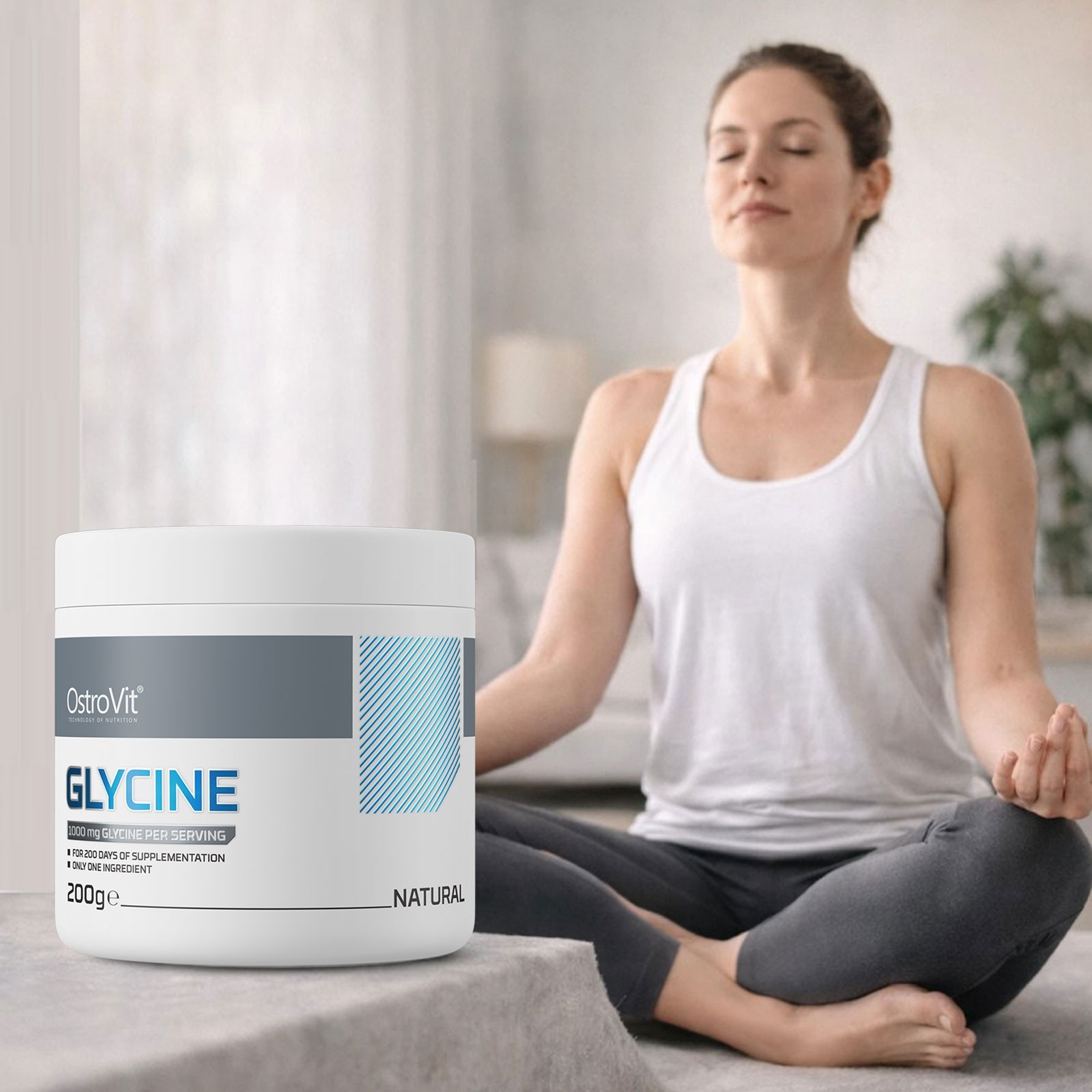 OSTROVIT GLYCINE 200g PURE POWDER DAILY AMINO ACID SUPPORT FOR RECOVERY & SLEEP