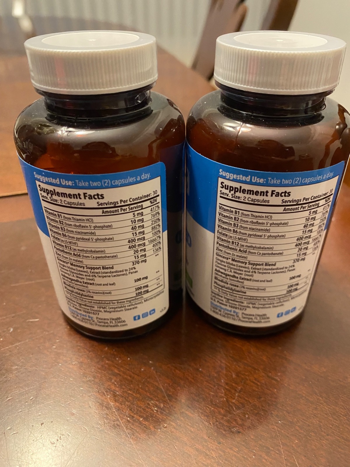 (2) Procera Advanced Brain Memory Energy Mood Support 60 Caps Exp 27 free ship