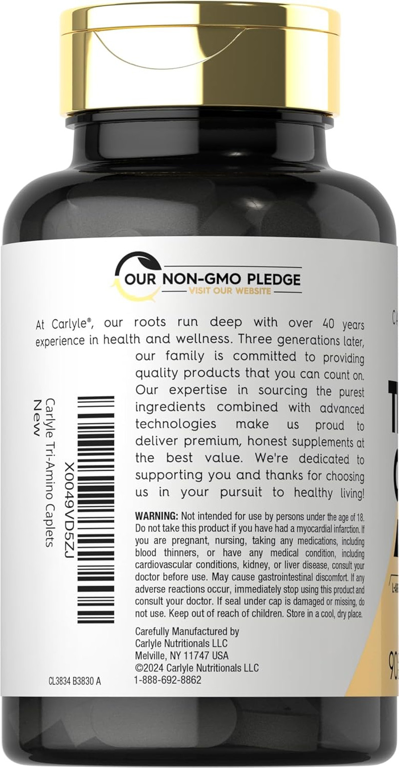 Tri-Amino L-Arginine L-Ornithine L-Lysine Supplement 90 Caplets Vegetarian, Non-