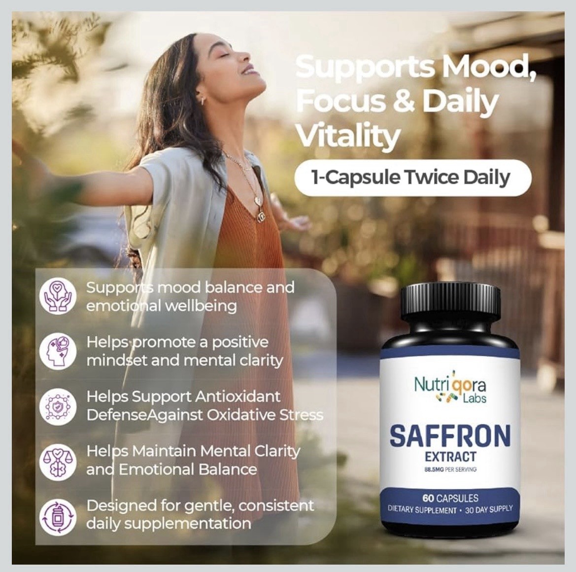 Lot of 3 Saffron Supplements (60 Vegan Capsules | 88.5 mg Each) – Sealed