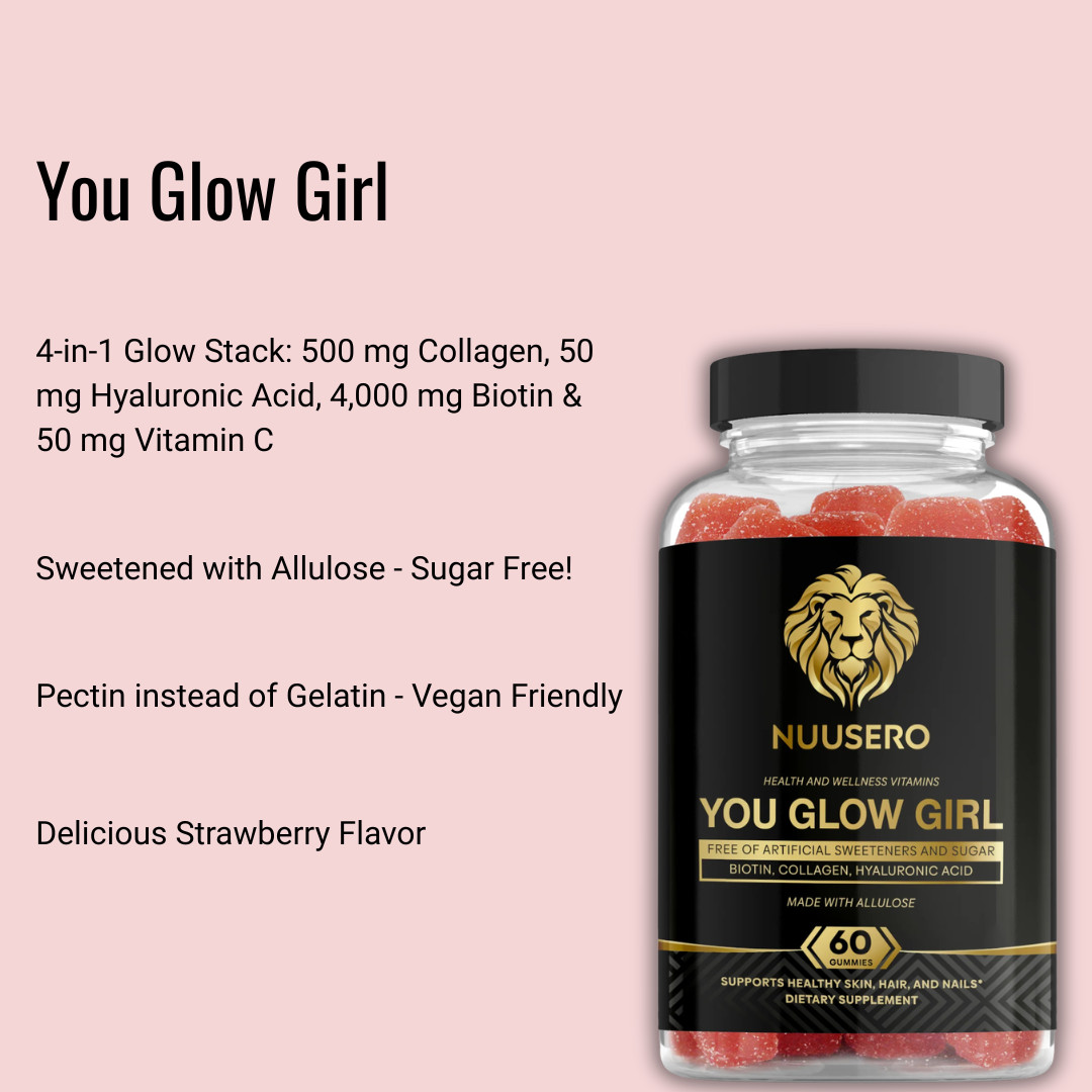 Collagen Biotin Gummies Sugar Free Made in USA Hyaluronic Acid Keto 60ct Nuusero