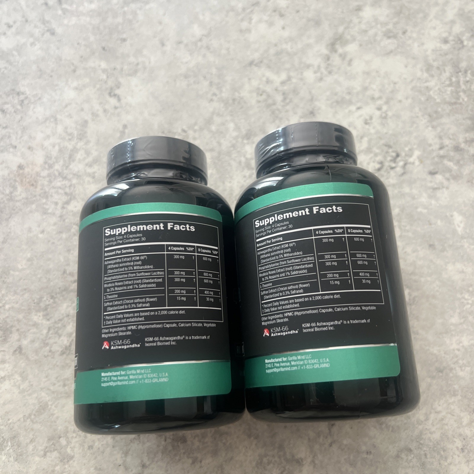 2X Gorilla Mind Calm Stress Support 120 Capsules Non-GMO Exp 01/2028