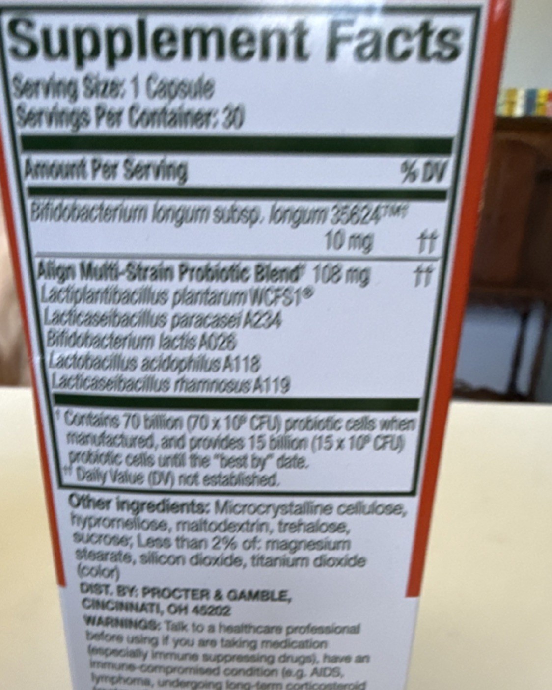 Align Multi-Strain Probiotic 70 Billion Gluten Free Vegetarian 30 Capsules