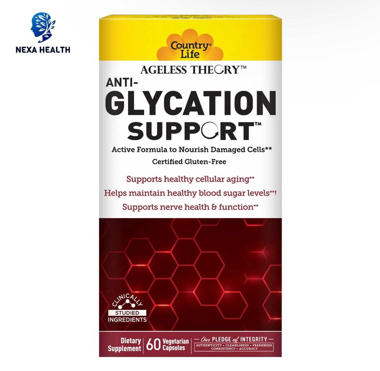 Country Life Anti-Glycation Support 60 Caps Supports Nerve, Anti Aging Exp 09/26