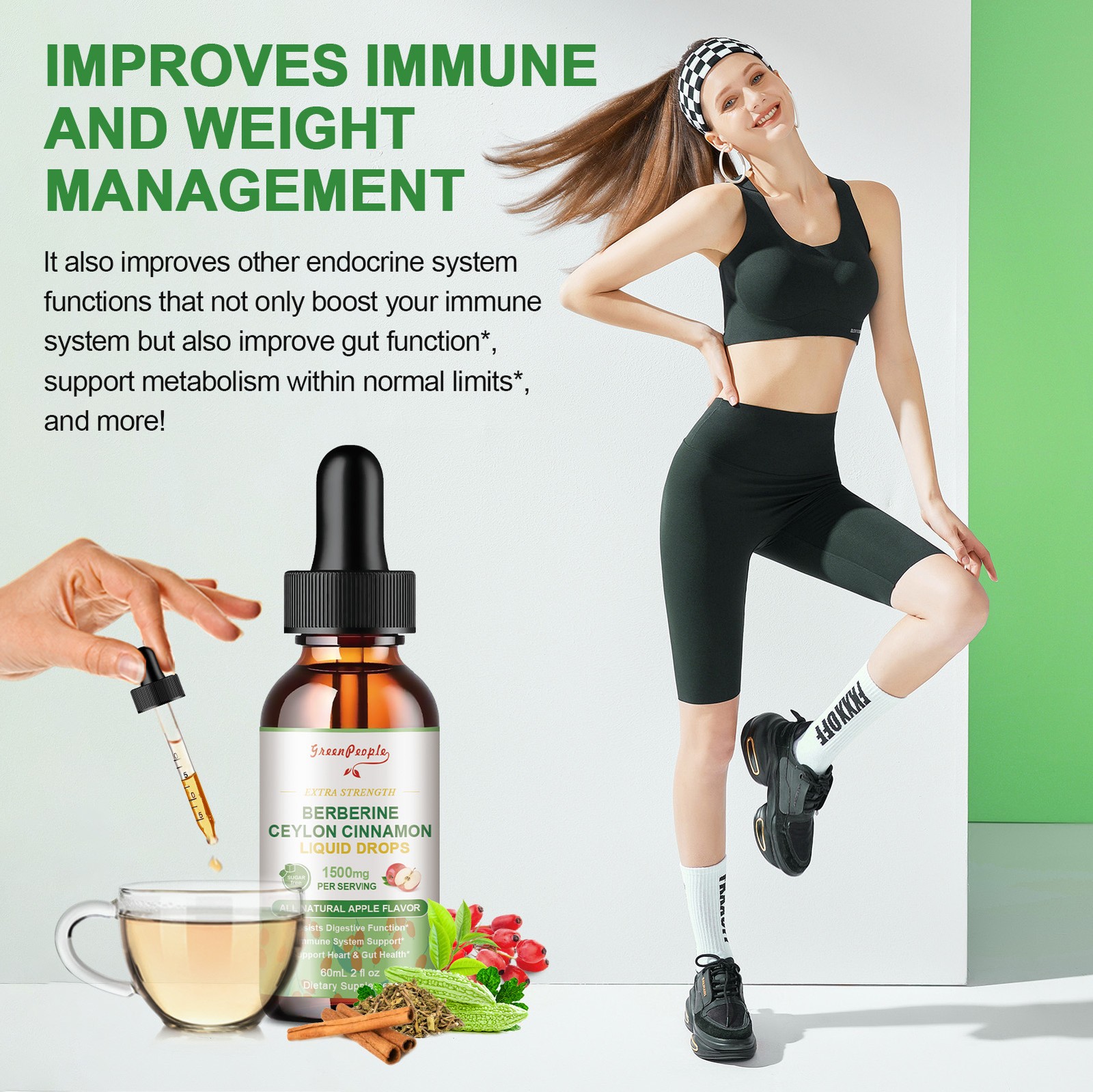 60ML Berberine Liquid Drops 10000mg Ceylon Cinnamon Heart Health & Immune