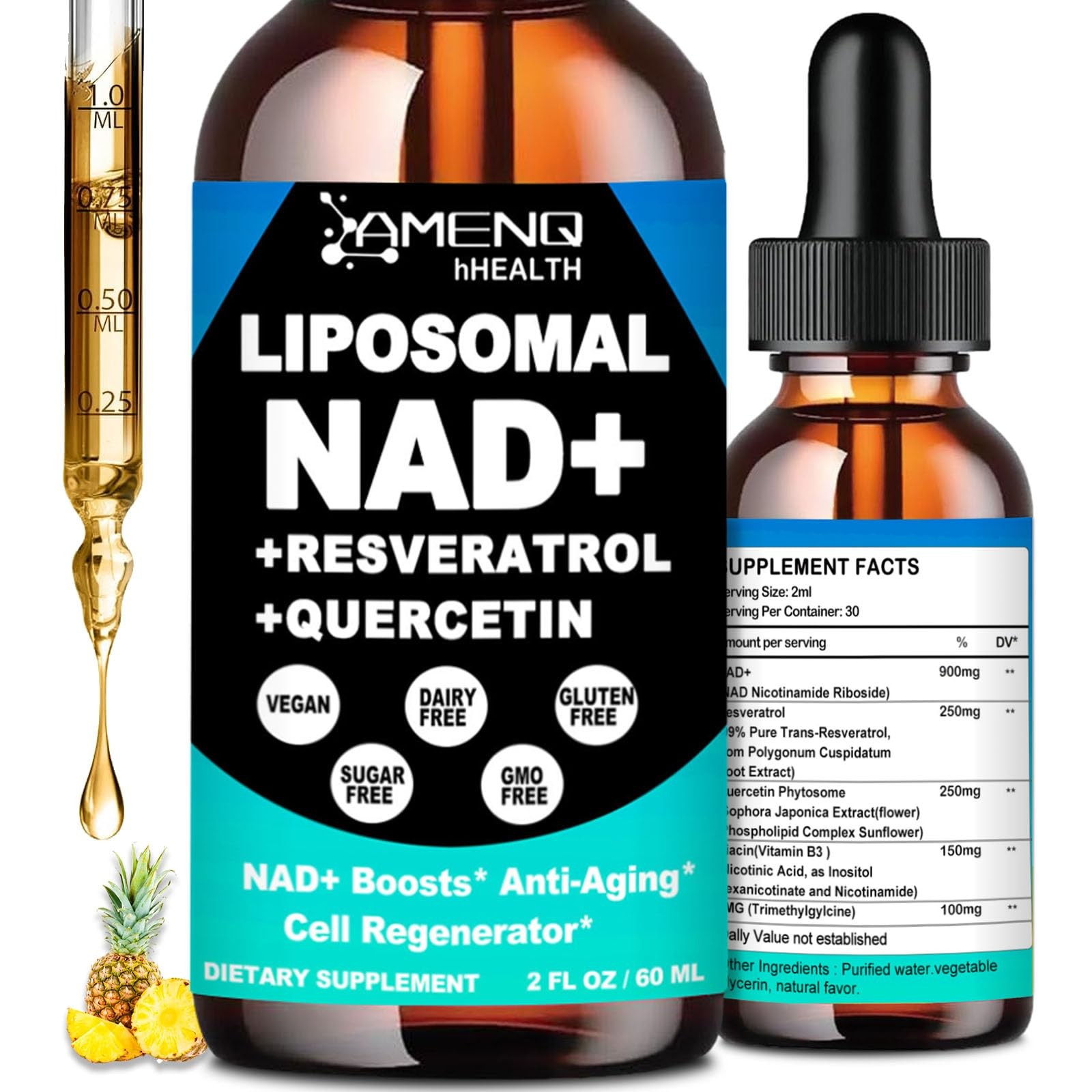 NAD Supplement, Liposomal Nicotinamide Riboside 2 Fl Oz (Pack of 1)