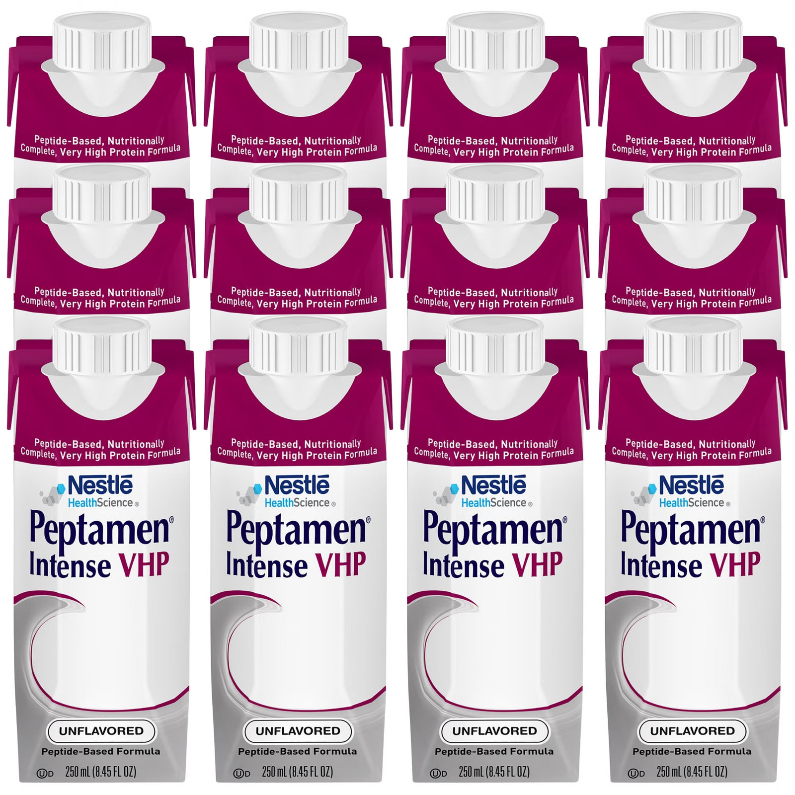 Nestle Peptamen Intense VHP Tube Feeding Formula Unflavored 250 mL Carton 24 Ct
