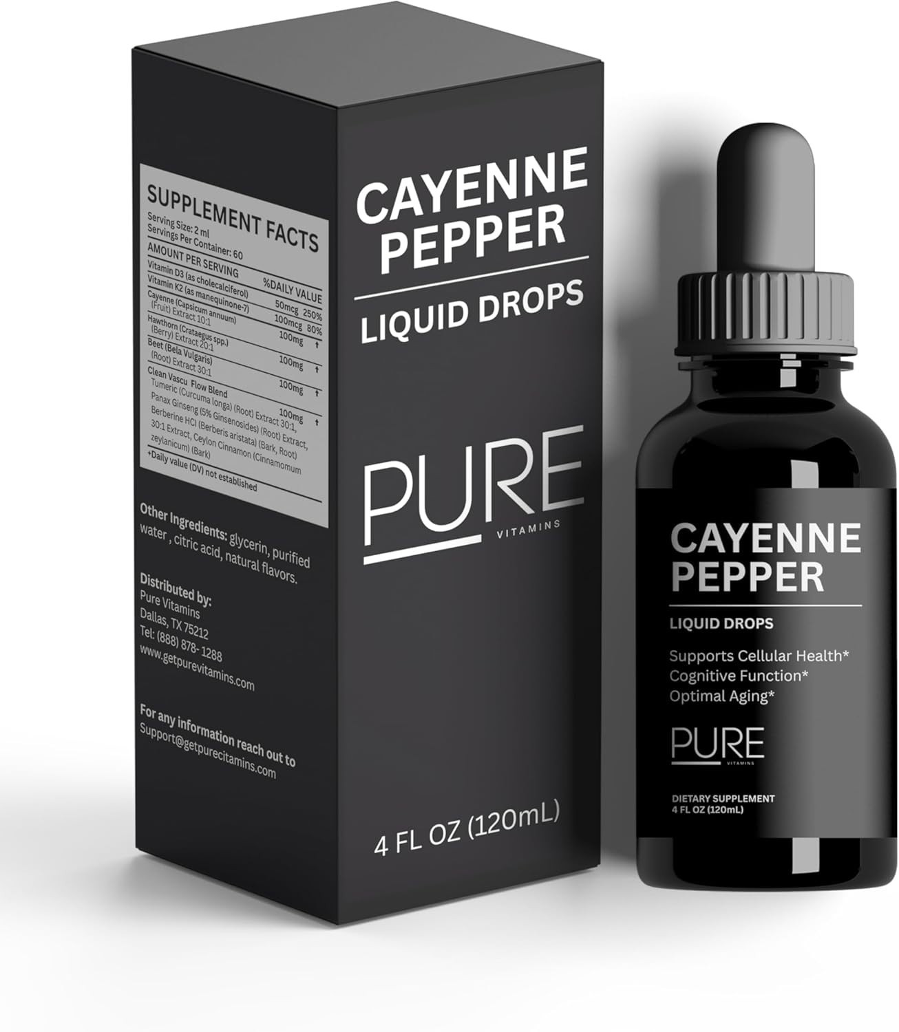 Organic Cayenne Pepper Extract w/ Hawthorn, Beet Root extract, Turmeric 4 fl oz.