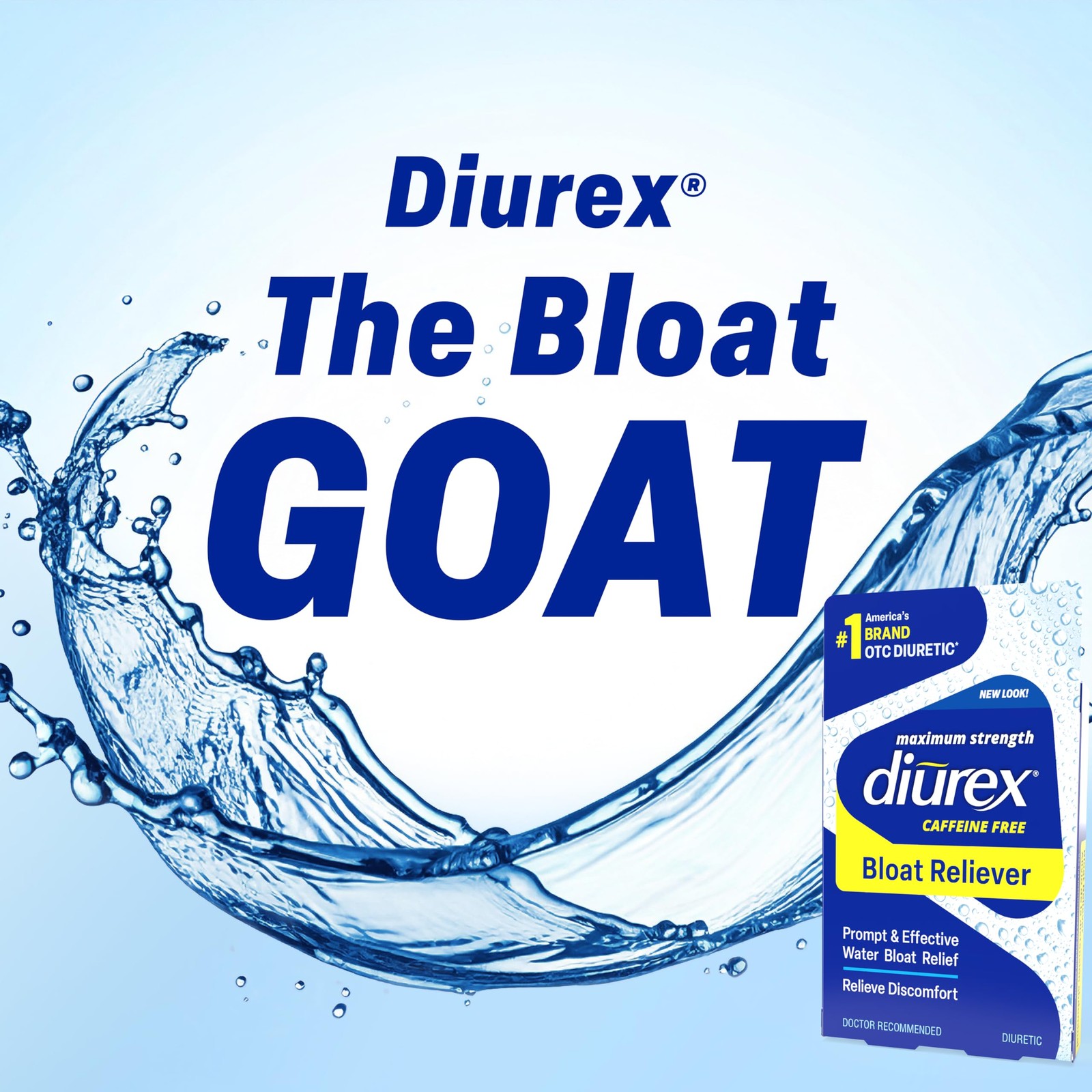Diurex Caffeine-Free Bloat Relief, Maximum 48 Count (Pack of 1), Blue