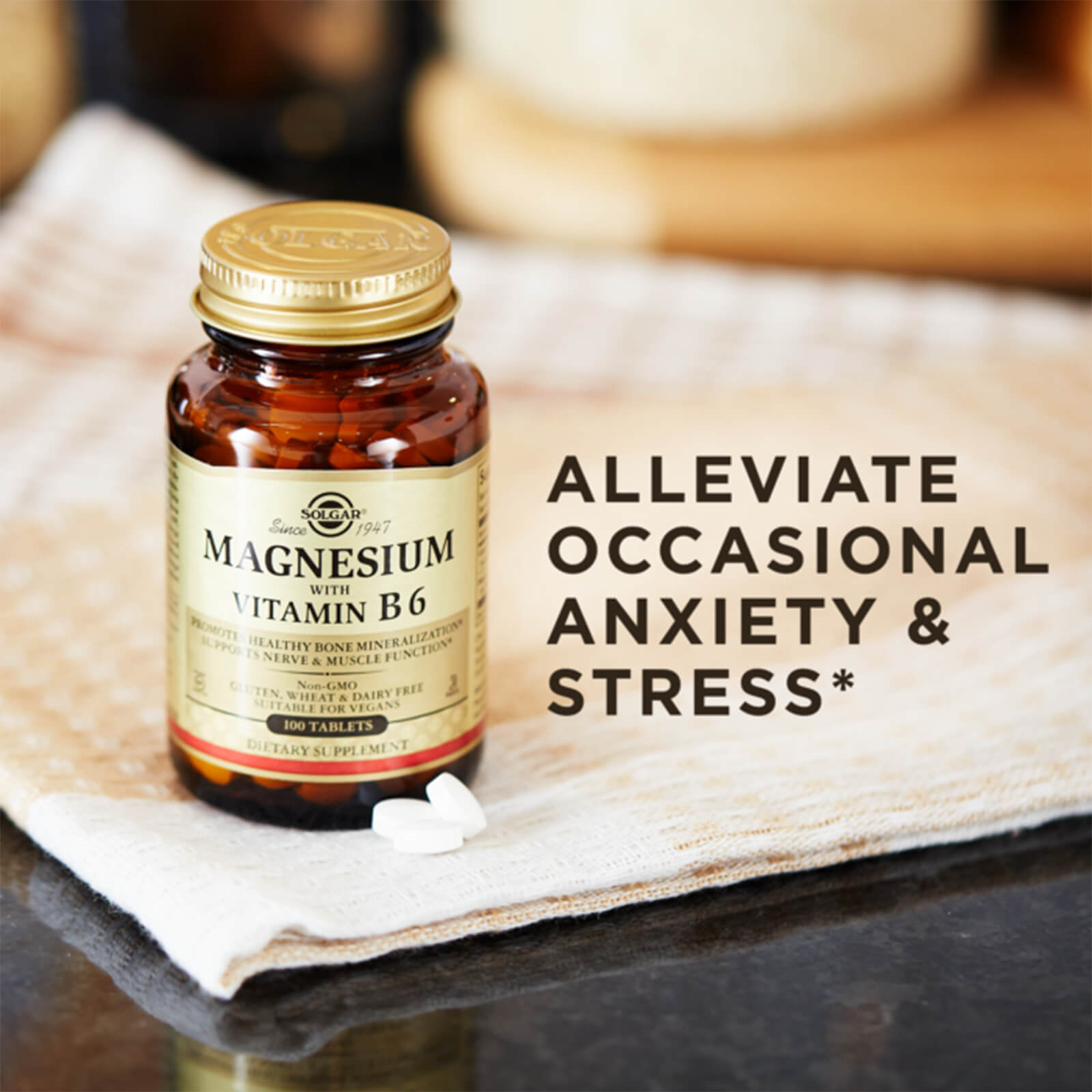 Solgar Magnesium with Vitamin B6 100 Tablet, Support a calm, relaxed mood