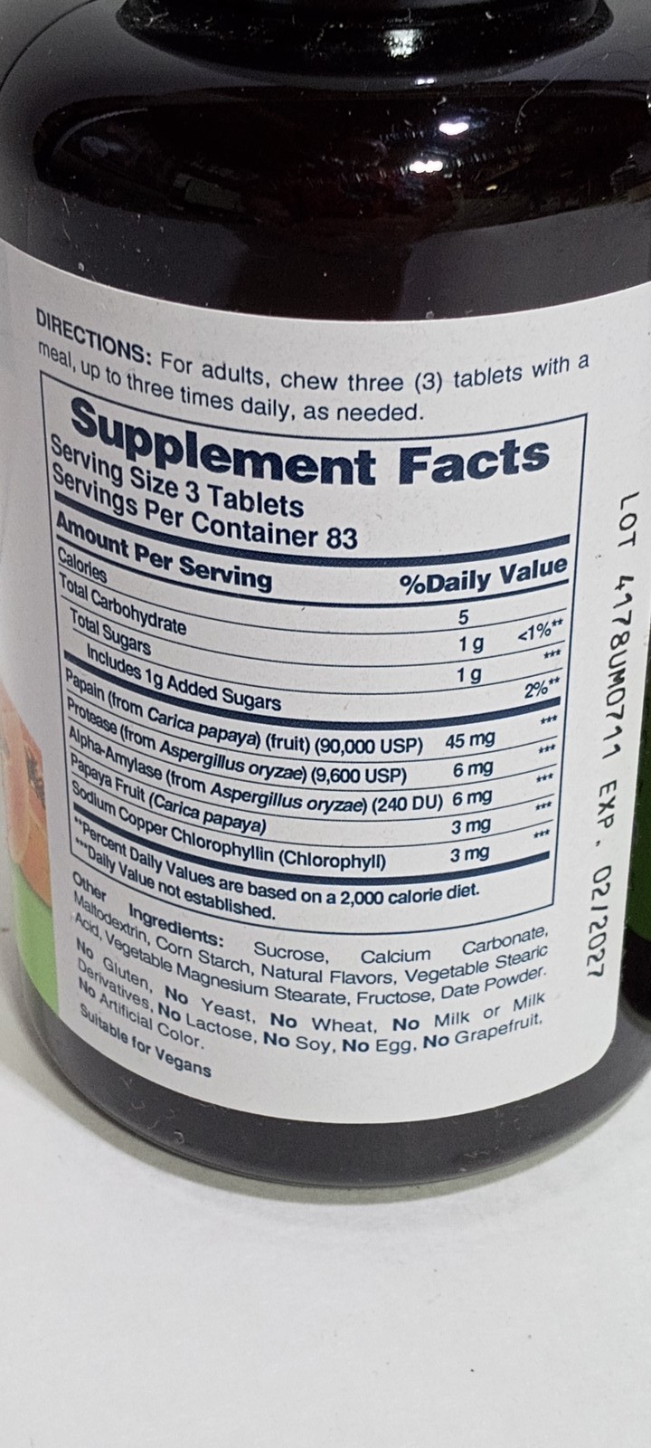 2x American Health Papaya Enzyme with Chlorophyll Chewable Tablets 250 Count Exp