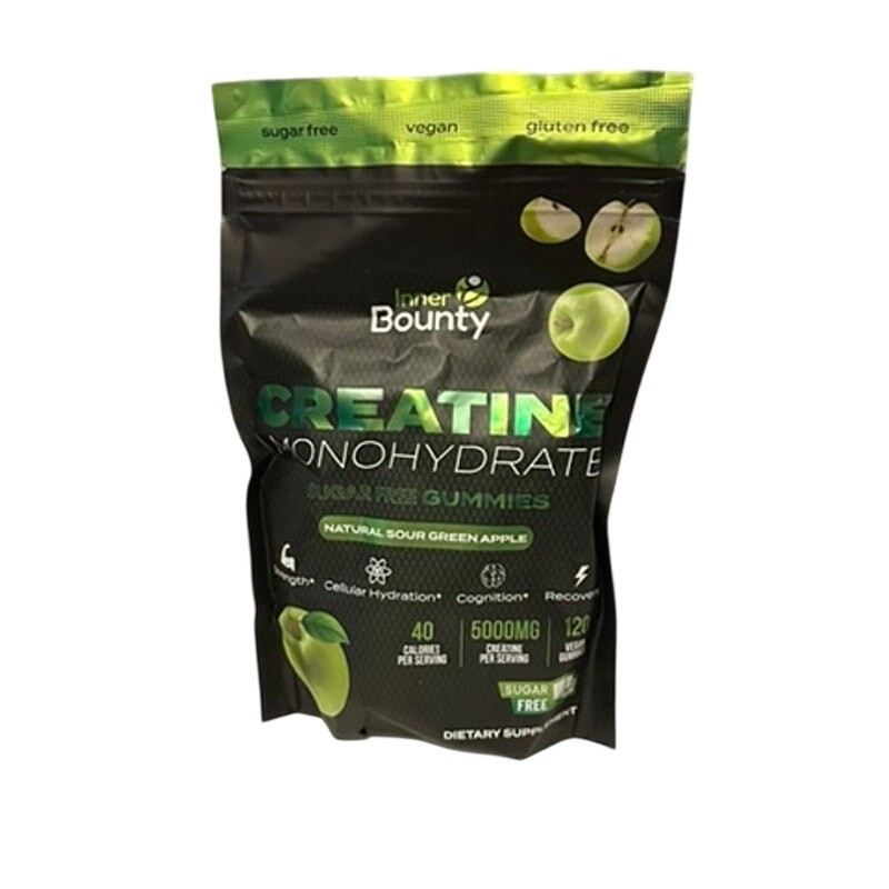 Inner Bounty Sugar Free Creatine Monohydrate Gummies 5g Sour Green Apple NEW