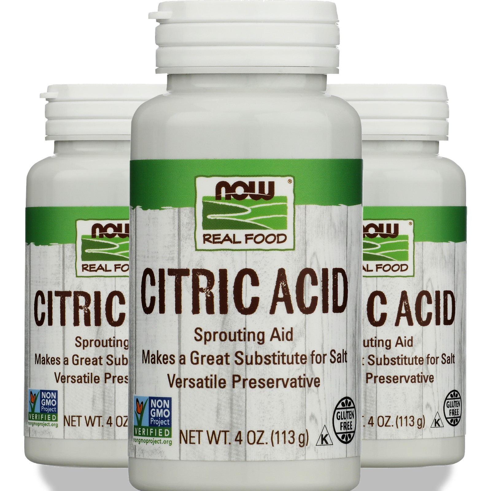 Now Real Food Citric Acid Powder 4 Oz Sprouting Aid Salt Substitute 3 Pack