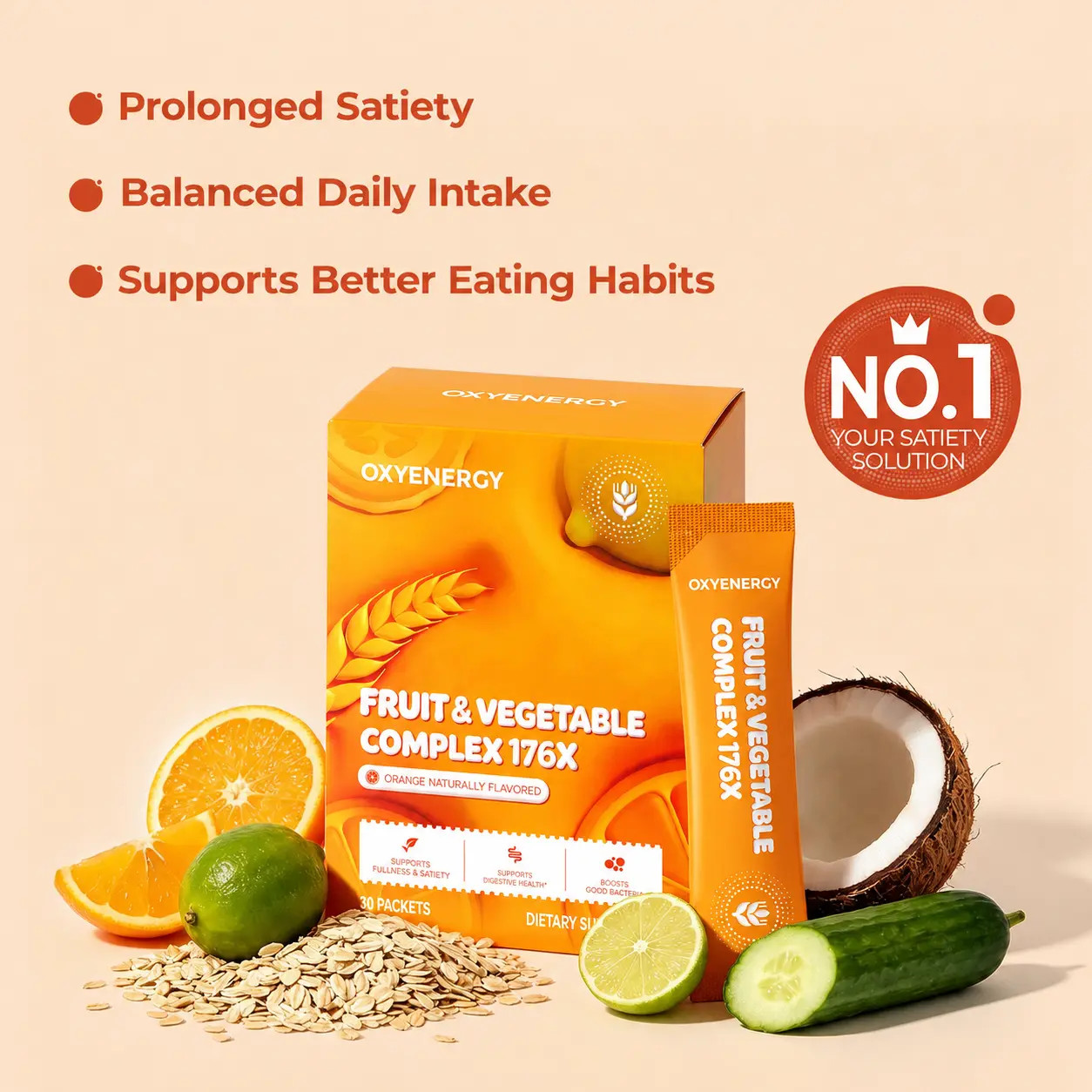 Oxyenergy Fruit & Vegetable Complex 30 Packets for Digestive Health Boost