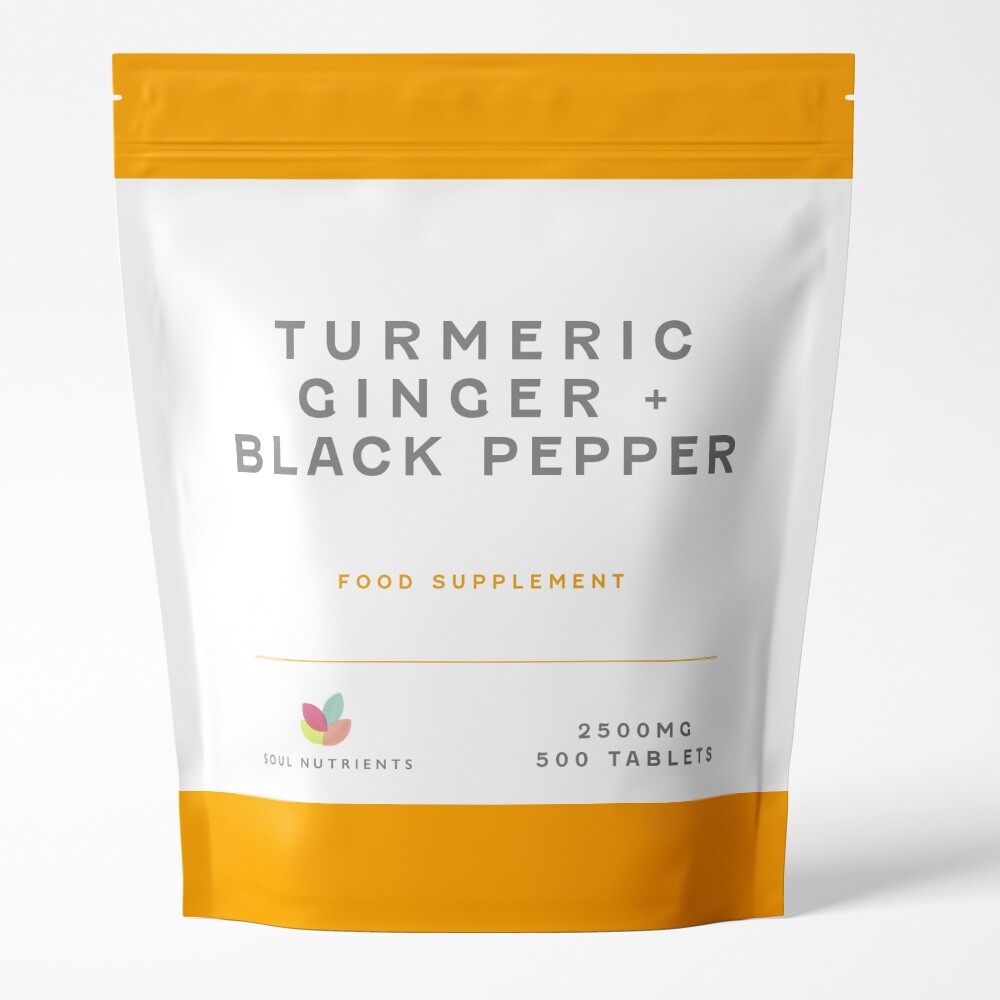 Turmeric Tablets 2500mg + Ginger + Black Pepper | 500 Tablets – UK Supplement