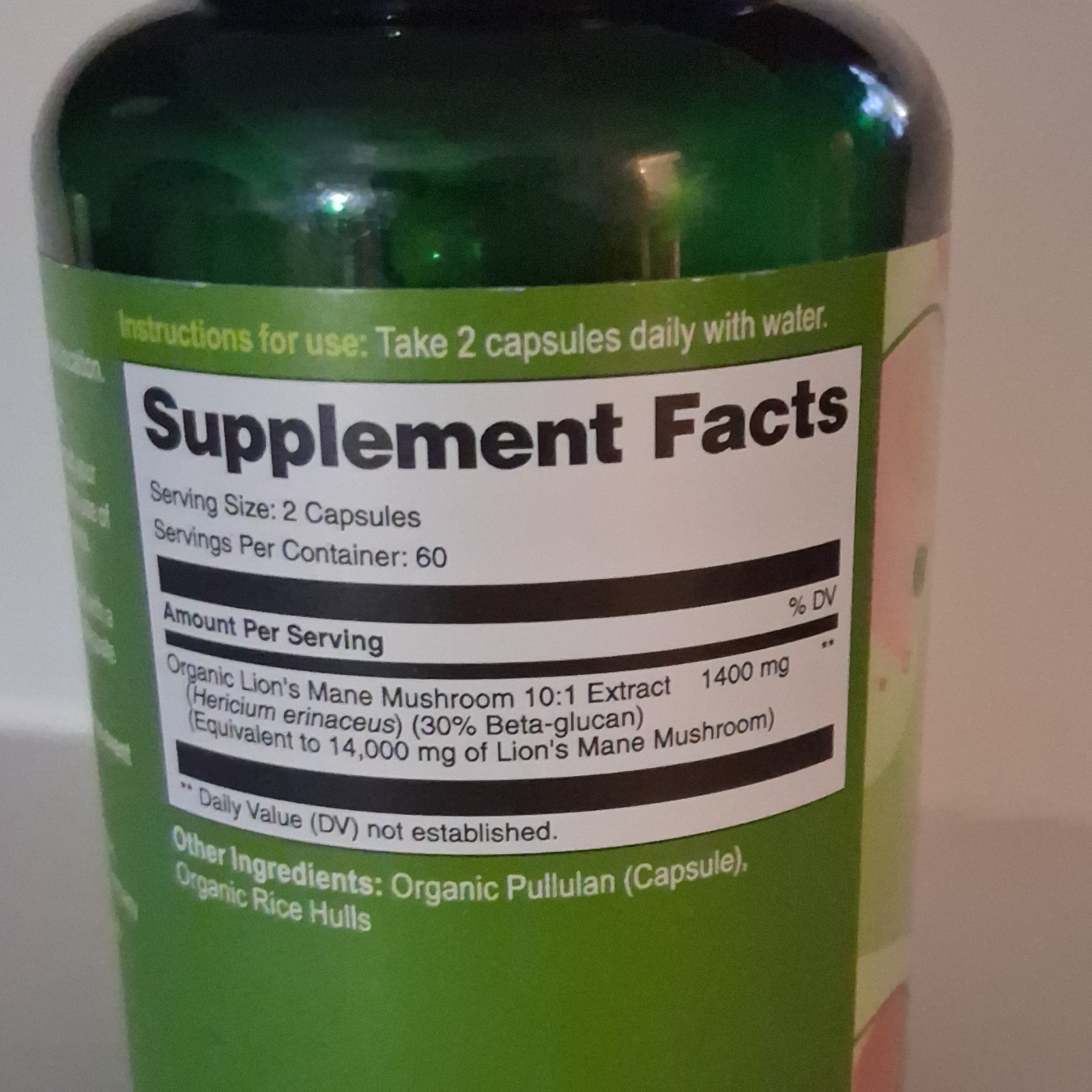 Vegavero Organic Vegan Lion’s Mane Mushroom Extract 1400mg 120 Capsules