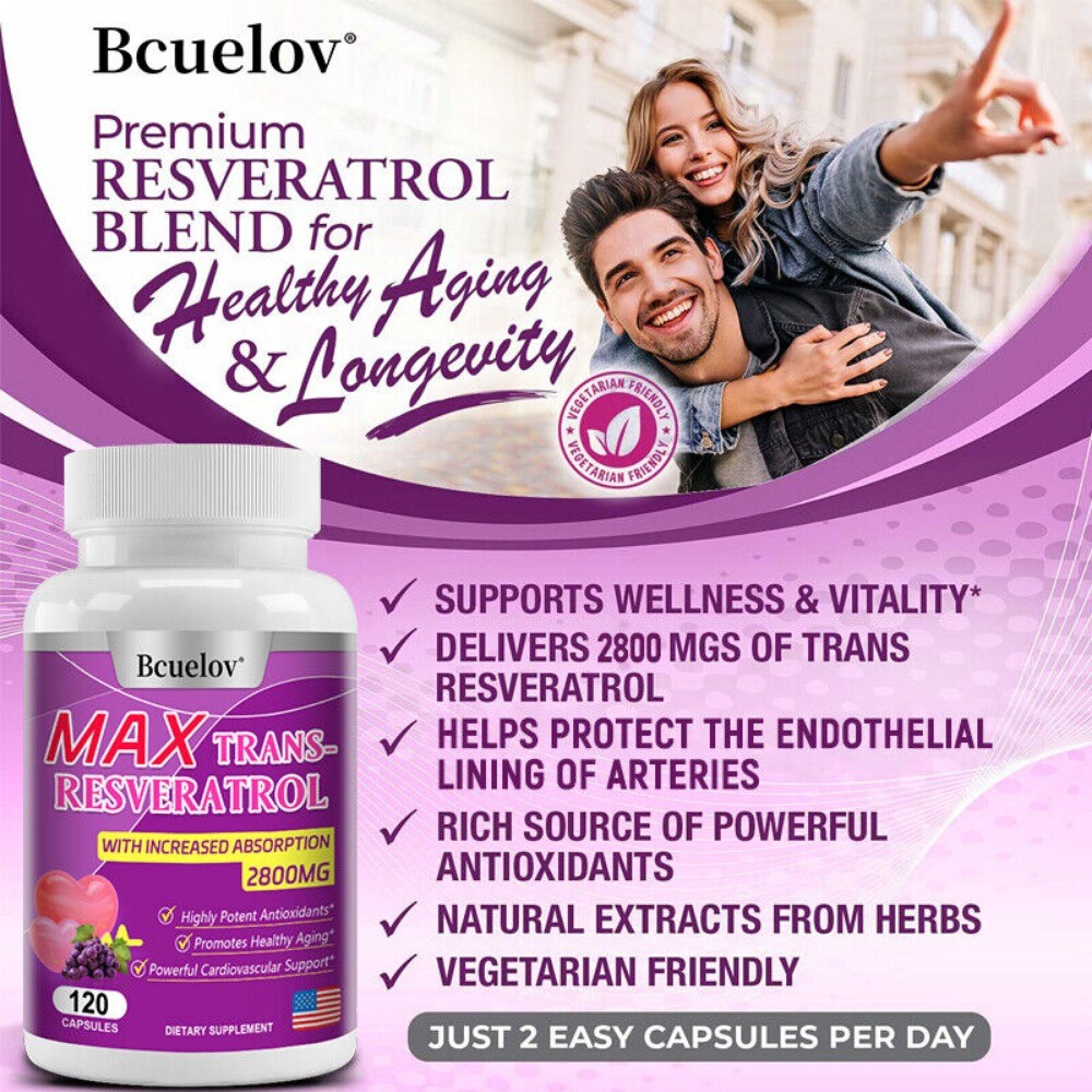 Organic Trans Resveratrol – 1200mg -Anti-Aging, Heart healthy