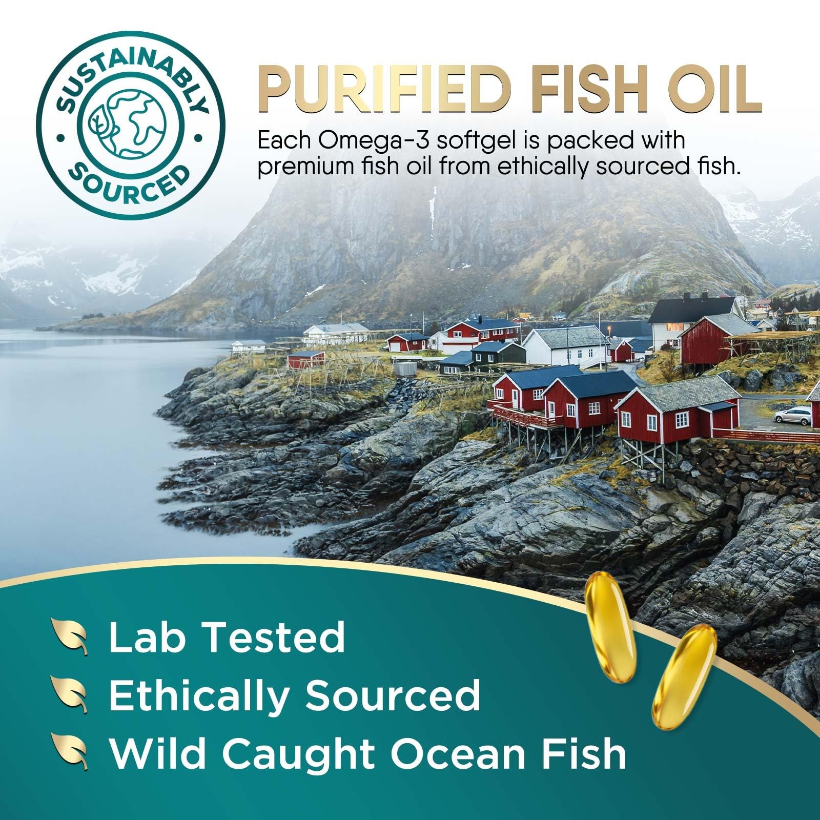 Omega 3 Fish Oil Supplements – 2400mg Per 60 Count (Pack of 1)