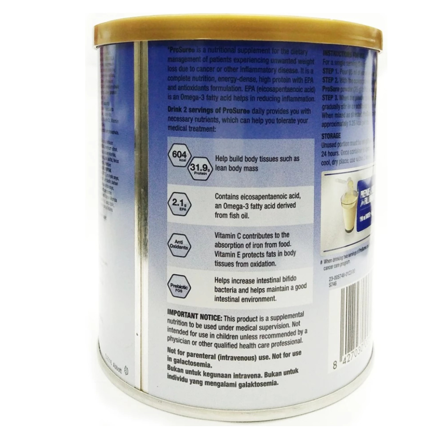 Abbott Pro Sure Milk High Protein, Prebiotic & EPA 380g
